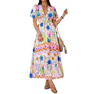 Luna Tuccini Multicolor Printed Maxi Dress